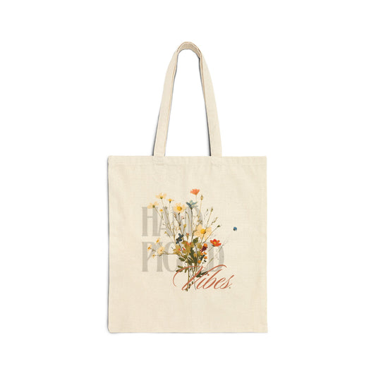 "Hand Picked Vibes" Cotton Canvas Tote Bag